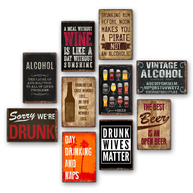 Wine Beer Europe - Vintage vintage beer/red wine themed tin