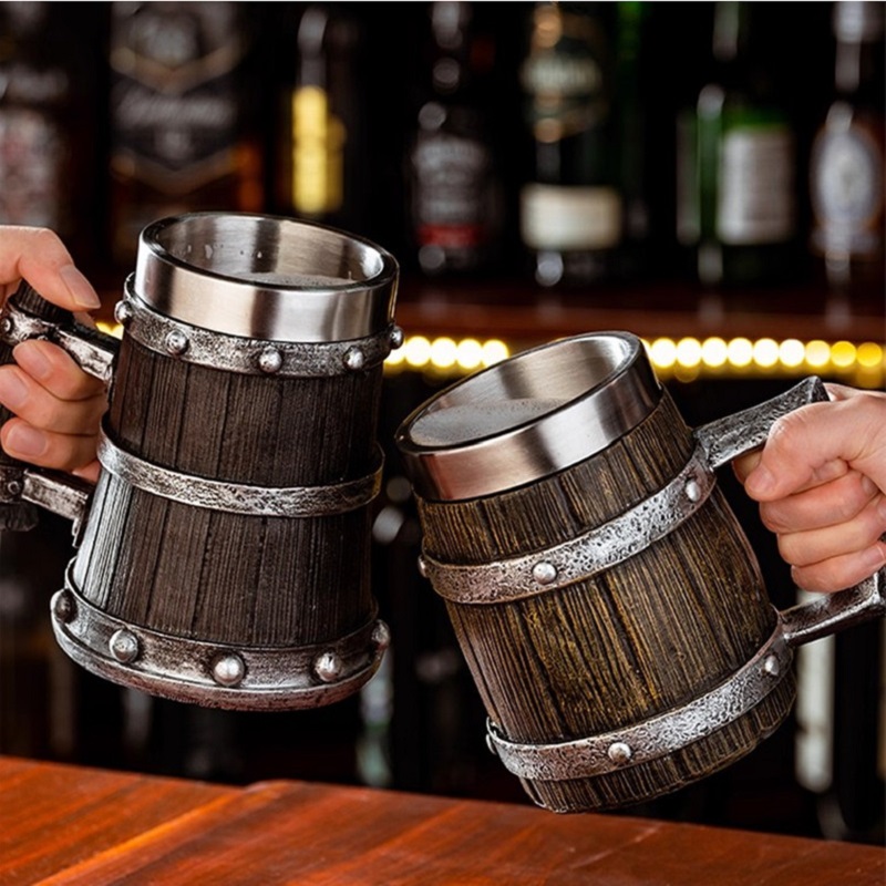 Wine Beer Europe - Viking Wood Style Beer Mug 600ml