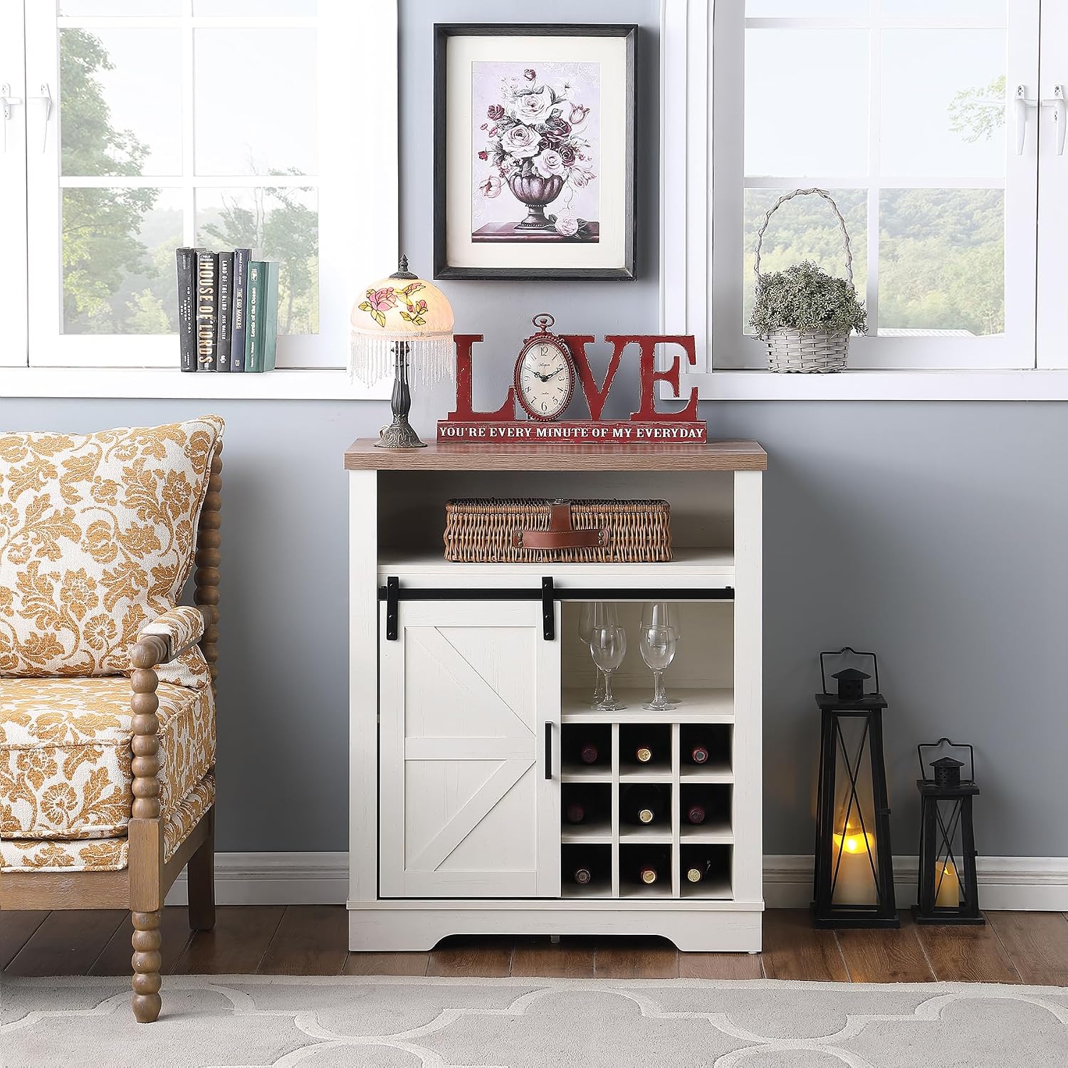 Farmhouse Storage Cabinet with - Wine Rack Wall Mount review and price