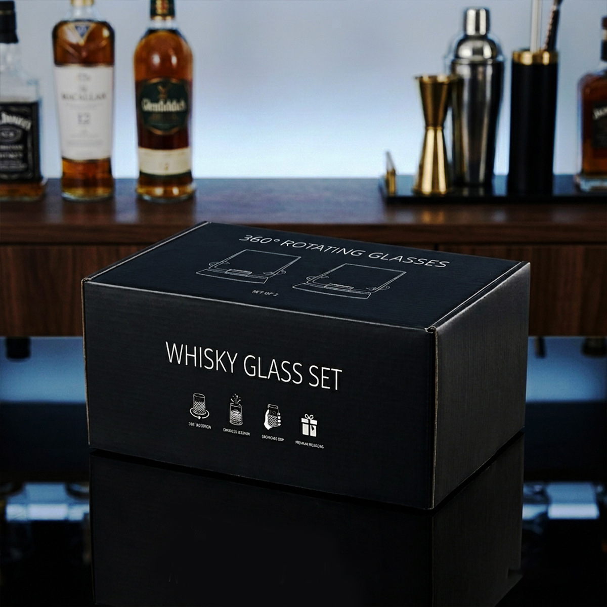 1 Pair Rotating Whiskey Glass  - Wine To Beer To Liquor review and price