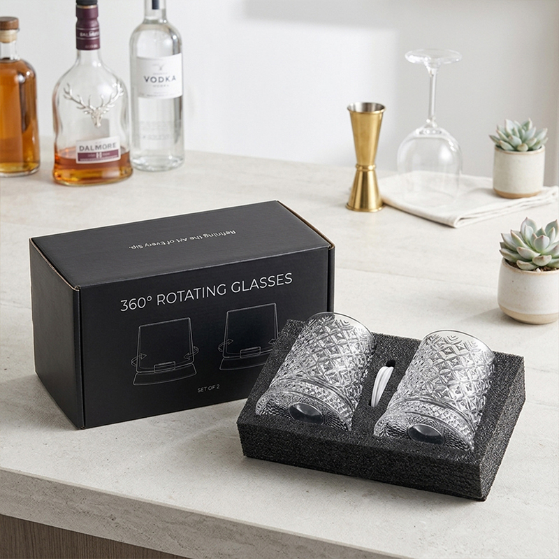 1 Pair Rotating Whiskey Glass  - Wine To Beer To Liquor review and price