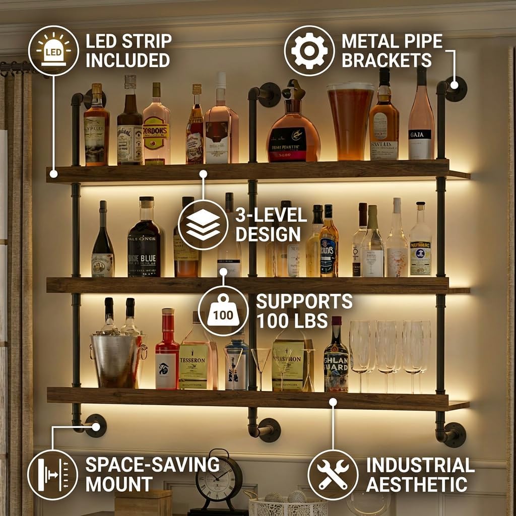 Wall Mounted Wine Rack With LE - Wine Rack Wall Mount review and price